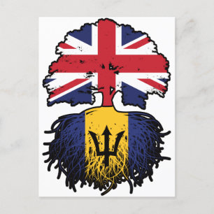 Cartão Postal Barbados Barbadiano British Tree Roots Flag