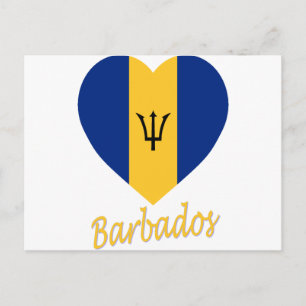 Cartão Postal Barbados Flag Heart