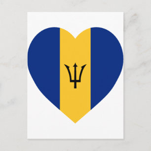 Cartão Postal Barbados Flag Heart