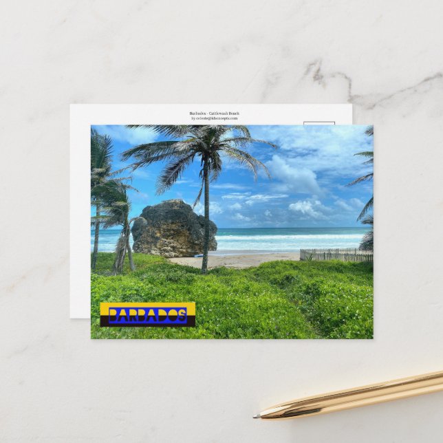 Cartão Postal Barbados - Praia da lavagem de gado (Frente/Verso In Situ)