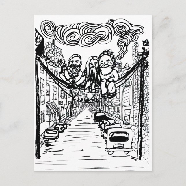 Cartão Postal Barbas num fio (Frente)