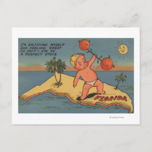 Cartão Postal Barbell de levantamento da criança das laranjas