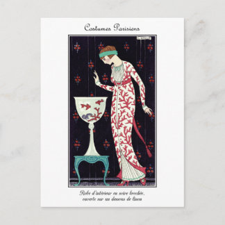 Cartão Postal Barbier French Art Deco Fashion Costumes Parisiens