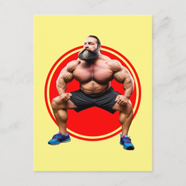 Cartão Postal Barbudo Musculoso (Frente)