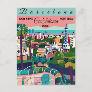 Cartão Postal Barceloma Viagem Postcard Art,catalonia Viagem Art