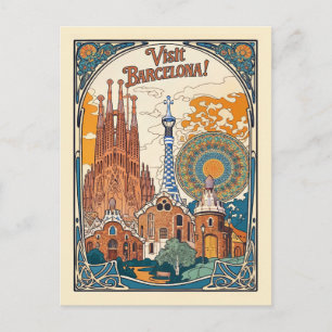 Cartão Postal Barcelona Antiga Espanha Gaudi Viagem Espana