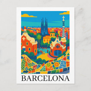 Cartão Postal Barcelona Colorida Espanha Viagem Sagrada Família