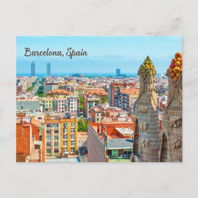Cartão Postal Barcelona, Espanha Belo Vista da Cidade (Frente)