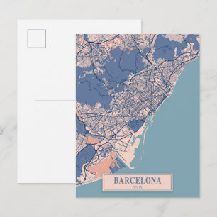 Cartão Postal Barcelona Espanha Mapa da Cidade Ventilada Viagem
