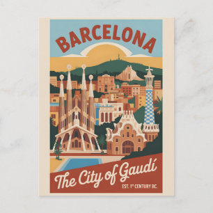 Cartão Postal Barcelona Espanha Retrato da Silhueta Urbana Viage