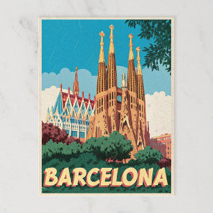 Cartão Postal Barcelona Retro