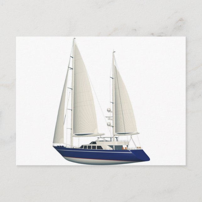 Cartão Postal barco a vela azul (Frente)