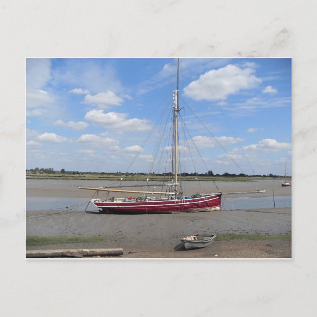 Cartão Postal Barco à vela vermelho (Frente)