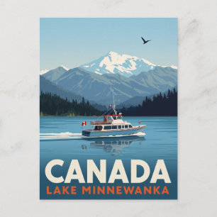 Cartão Postal Barco Antigo do Lago Minnewanka Parque Nacional de