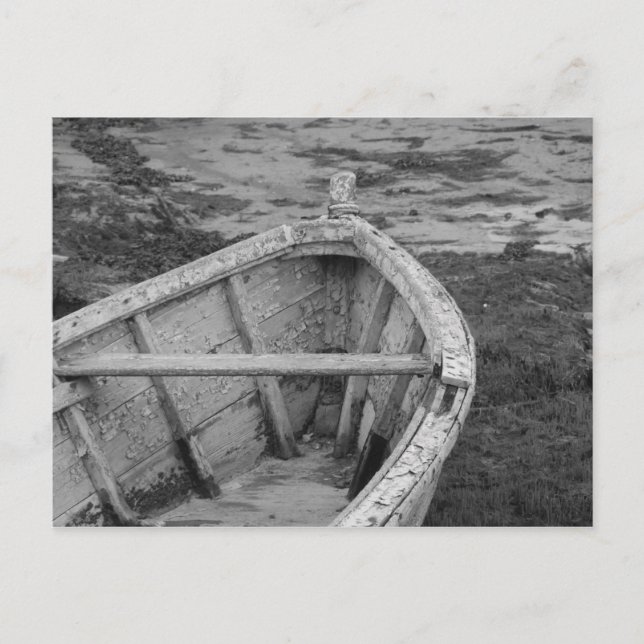 Cartão Postal Barco Antigo em Preto e Branco (Frente)