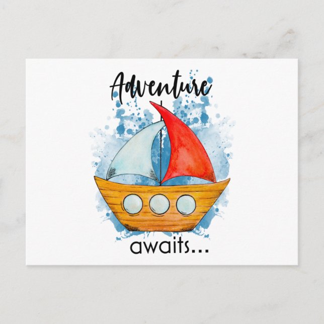Cartão Postal Barco de Aventura Espera (Frente)