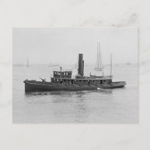Cartão Postal Barco de bombeiros no porto de Boston, 1906