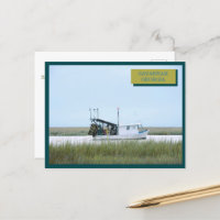 Barco de Pesca Branco Oceano Savana Georgia