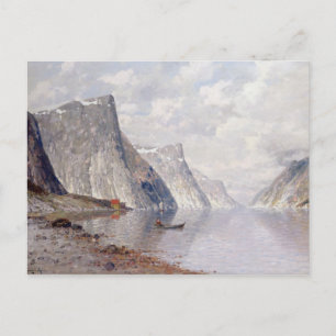 Cartão Postal Barco de um fiorde norueguês (petróleo na canvas)