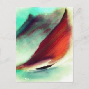 Cartão Postal Barco de Vintage com Aquarela Artística