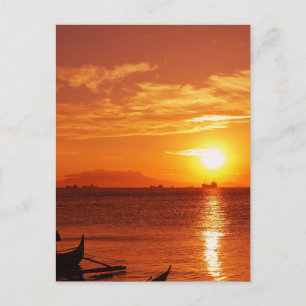 Cartão Postal barco e pôr do sol