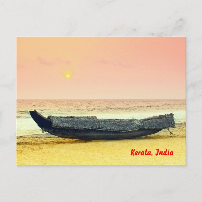 Cartão Postal Barco e pôr do sol, Kerala, Índia (Frente)
