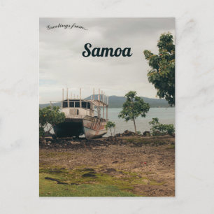 Cartão Postal Barco em Upolu Samoa
