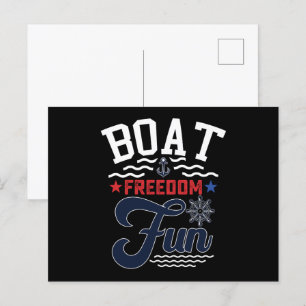 Cartão Postal Barco Liberdade Diversão 4 De Julho Barqueiro 
