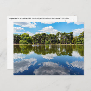 Cartão Postal barco pessoas no Bois de Boulogne - Paris