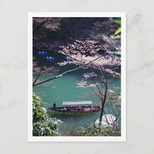 Cartão Postal Barco primavera em Arashiyama