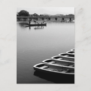 Cartão Postal Barcos a Remo: Arashiyama, Kyoto, Japão