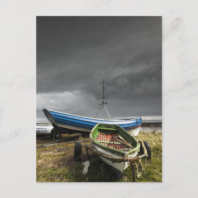Cartão Postal Barcos a Remo Na Costa | Inglaterra (Frente)