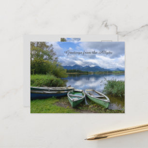 Cartão Postal Barcos a remo no lago - Allgäu