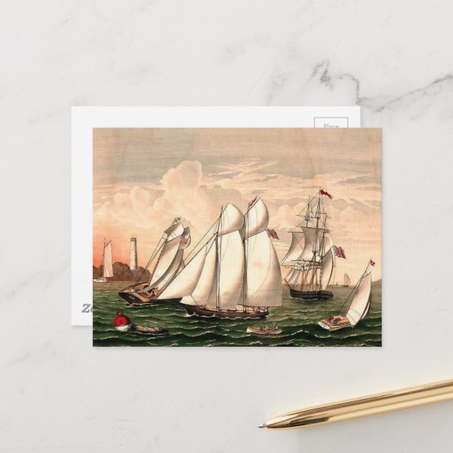 Cartão Postal Barcos à Vela Antigos (Frente/Verso In Situ)