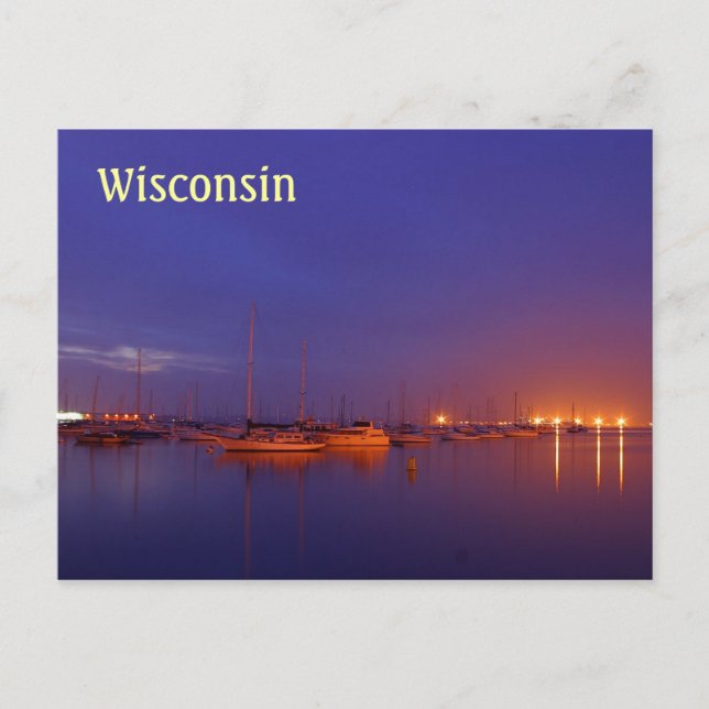 Cartão Postal Barcos à vela de Wisconsin em marina no cartão-pos (Frente)