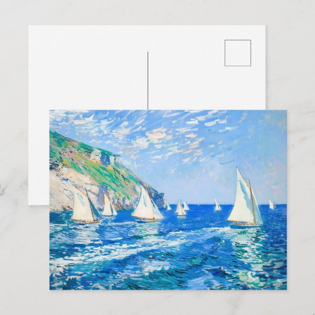 Cartão Postal Barcos à vela em águas calmas - Pintura impression (Frente/Verso)