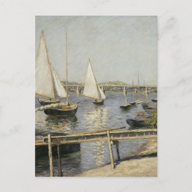 Cartão Postal Barcos à vela em Argenteuil por Gustave Caillebott (Frente)