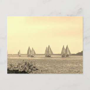 Cartão Postal Barcos à vela em cartão-postal sépia