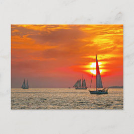 Cartão Postal Barcos à Vela em Key West ao Pôr do Sol