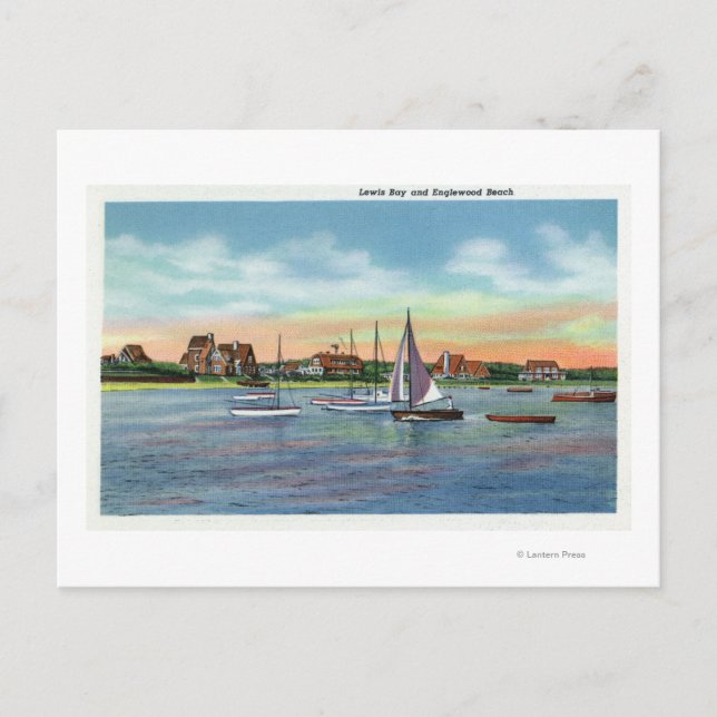 Cartão Postal Barcos à vela na Baía de Lewis, Englewood Beach Vi (Frente)