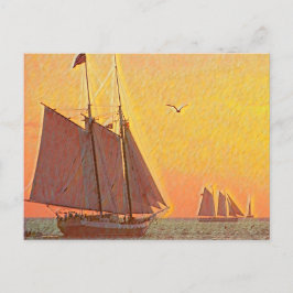 Cartão Postal Barcos à vela pintados