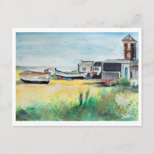 Cartão Postal Barcos Aldeburgh na Praia Arte Costeira Suffolk
