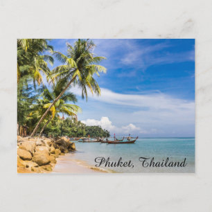 Cartão Postal Barcos amarrados no extremo sul da praia de Bang T