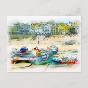 CARTÃO POSTAL BARCOS COMO PINTURA