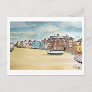 Cartão Postal Barcos de Aldeburgh na Praia Suffolk Arte Costeira