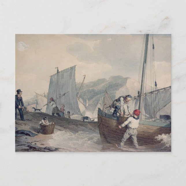 Cartão Postal Barcos de Pesca Descarregando (Frente)
