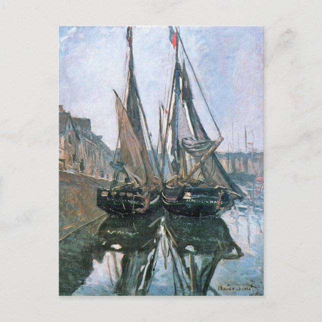 Cartão Postal Barcos de pesca em Honfleur por Claude Monet (Frente)