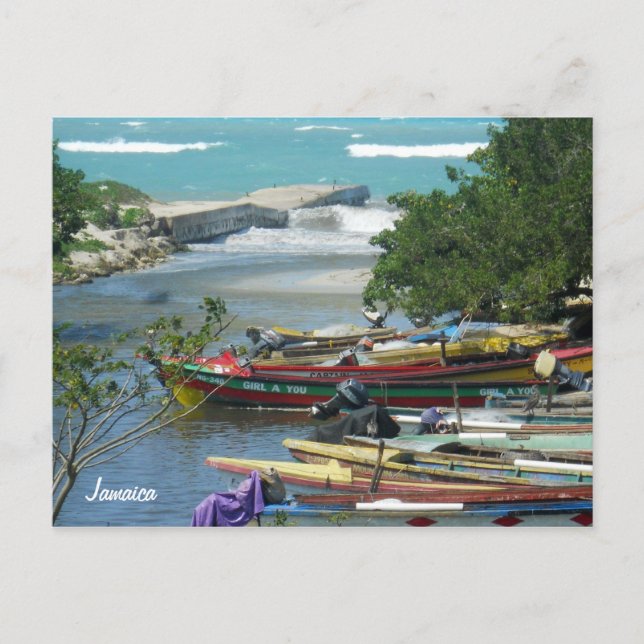 Cartão Postal Barcos de Pesca Locais Rio Negril Jamaica Foto (Frente)