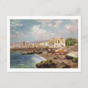 Cartão Postal Barcos de Pesca na Praia de Marinella, Nápoles (o