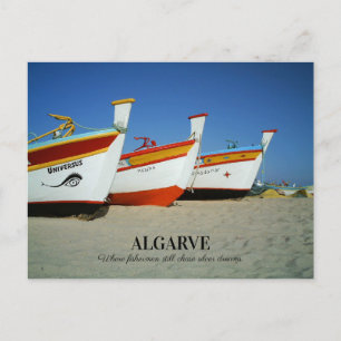 Cartão Postal Barcos de Pesca na Praia do Algarve Foto